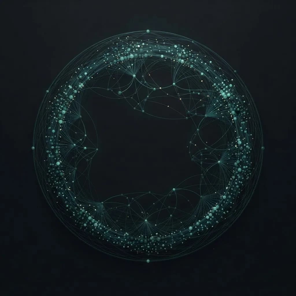 A circular lattice of luminous points and connecting lines